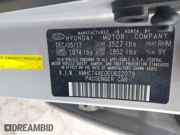 2014 Hyundai Accent GLS with VIN KMHCT4AE0EU622079, listed as a IAAI auction lot 42132818 with 132,324 mi miles. Bid and sale history available at carsss.com. Image 9.