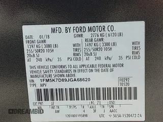 2018 Ford Explorer XLT with VIN 1FM5K7D89JGA68620, listed as a IAAI auction lot 42509964 with 81,548 mi miles and . Bid and sale history available at DreamBid. Image 9.