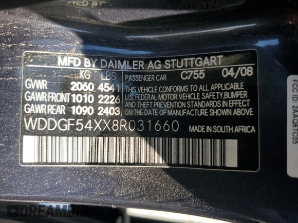 2008 Mercedes-Benz C 300 Sport z VIN WDDGF54XX8R031660, wystawiony jako Copart lot #55418445 z przebiegiem 170 012 mil mil oraz Czysty tytuł • Clean title. Historia ofert i sprzedaży dostępna na DreamBid. Obrazek 12.