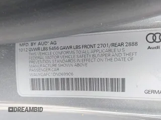 2013 Audi A7 Premium Plus with VIN WAUYGAFC1DN069906, listed as a IAAI auction lot 41906962 with 203,149 mi miles and . Bid and sale history available at DreamBid. Image 9.