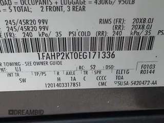2014 Ford Taurus SHO with VIN 1FAHP2KT0EG171336, listed as a IAAI auction lot 41566688 with 154,328 mi miles. Bid and sale history available at carsss.com. Image 9.