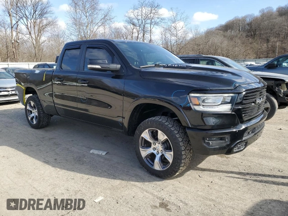 2019 Ram 1500 Laramie with VIN 1C6SRFDT3KN602992, listed as a Copart auction lot 44276045 with 79,272 mi miles and Salvage Title. Bid and sale history available at carsss.com. Image 4.