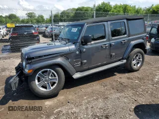 2022 Jeep Wrangler Unlimited Sahara with VIN 1C4HJXENXNW244773, listed as a Copart auction lot 59694095 with 21,871 mi miles and Salvage title. Bid and sale history available at DreamBid. Image 1.