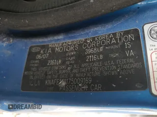 2007 Kia Spectra with VIN KNAFE161175009169, listed as a Copart auction lot 63839804 with 190,088 mi miles and Salvage Title. Bid and sale history available at carsss.com. Image 13.