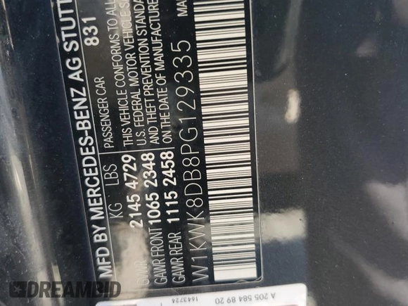 2023 Mercedes-Benz C 300 with VIN W1KWK8DB8PG129335, listed as a Copart auction lot 53168545 with Not Provided miles and Clean Title. Bid and sale history available at DreamBid. Image 12.