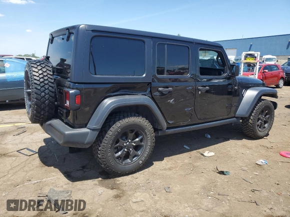2023 Jeep Wrangler Willys with VIN 1C4HJXDN7PW548812, listed as a Copart auction lot 57729154 with 45,847 mi miles and Clean Title. Bid and sale history available at DreamBid. Image 3.