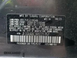 2024 Subaru Impreza with VIN JF1GUABC3R8221757, listed as a Copart auction lot 80024214 with 15,183 mi miles and Salvage Title. Bid and sale history available at carsss.com. Image 12.