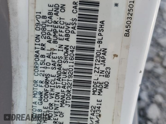 2002 Toyota Celica GT with VIN JTDDR32T920116042, listed as a Copart auction lot 79339784 with 139,047 mi miles and Salvage Title. Bid and sale history available at carsss.com. Image 14.