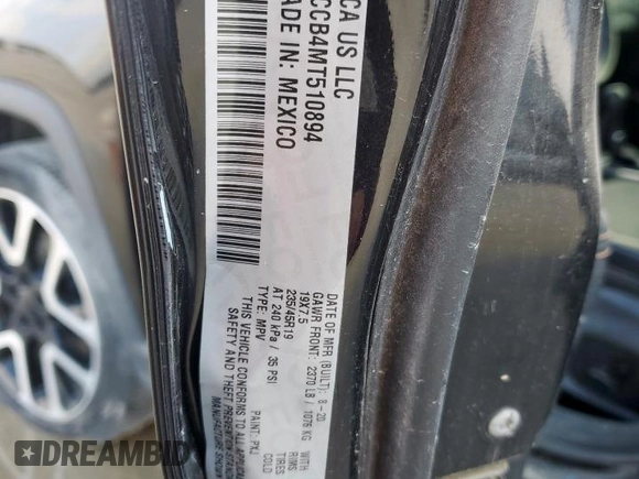 2021 Jeep Compass Limited with VIN 3C4NJCCB4MT510894, listed as a Copart auction lot 55861685 with Not provided miles and Clean title. Bid and sale history available at DreamBid. Image 13.