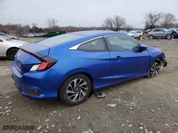 2017 Honda Civic Coupe LX with VIN 2HGFC4A53HH306315, listed as a Copart auction lot 86475034 with 56,918 mi miles and Salvage Title. Bid and sale history available at carsss.com. Image 3.