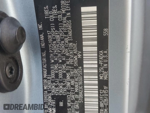 2006 Toyota Sienna LE with VIN 5TDBA23C16S075934, listed as a Copart auction lot 47916685 with 174,357 mi miles and Salvage Title. Bid and sale history available at carsss.com. Image 13.
