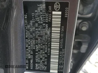 2013 Toyota Camry L with VIN 4T4BF1FK7DR287584, listed as a Copart auction lot 50055275 with 0 mi miles and Salvage Title. Bid and sale history available at carsss.com. Image 14.
