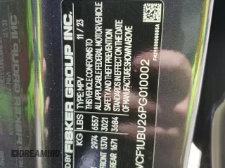 2023 Fisker Ocean Ultra z VIN VCF1UBU26PG010002, wystawiony jako Copart lot #66130154 z przebiegiem Nie podano mil oraz Szkody całkowita. Historia ofert i sprzedaży dostępna na DreamBid. Obrazek 13.