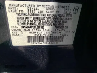 2012 Nissan Sentra SL с VIN 3N1AB6AP5CL628336, выставлен на аукционе Copart как лот 59222095 с пробегом 162 005 миль миль и Списание • Salvage title. История ставок и продаж доступна на DreamBid. Изображение 12.