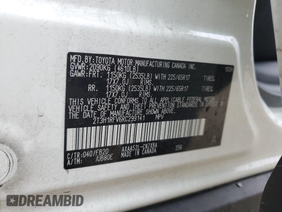 2024 Toyota RAV4 LE with VIN 2T3H1RFV6RC299141, listed as a Copart auction lot 49092075 with 13,045 mi miles and Salvage Title. Bid and sale history available at carsss.com. Image 14.