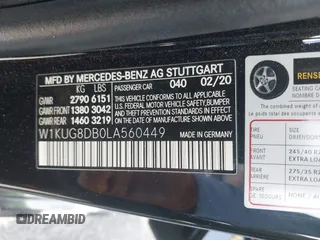 2020 Mercedes-Benz S-Class S 560 with VIN W1KUG8DB0LA560449, listed as a IAAI auction lot 41120552 with 121,855 mi miles. Bid and sale history available at carsss.com. Image 9.