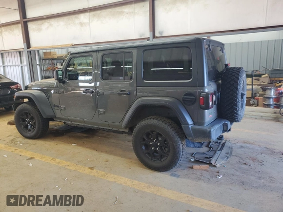 2021 Jeep Wrangler Unlimited Willys with VIN 1C4HJXDM2MW584118, listed as a Copart auction lot 43214885 with 67,955 mi miles and Salvage title. Bid and sale history available at DreamBid. Image 2.