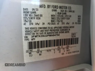 2023 Ford Mustang Mach-E Premium с VIN 3FMTK3SU2PMA84754, выставлен на аукционе Copart как лот 58766605 с пробегом 16 023 миль миль и На запчасти • Non repairable. История ставок и продаж доступна на DreamBid. Изображение 13.