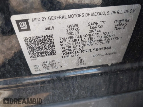 2020 Chevrolet Blazer LT with VIN 3GNKBJRS4LS545944, listed as a IAAI auction lot 42670500 with 75,844 mi miles and . Bid and sale history available at DreamBid. Image 9.