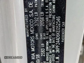 2019 Kia Forte LXS с VIN 3KPF24AD6KE052546, выставлен на аукционе Copart как лот 59309555 с пробегом 74 185 миль миль и Списание • Salvage title. История ставок и продаж доступна на DreamBid. Изображение 12.