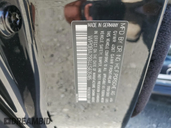 2004 Porsche 911 with VIN WP0BA29944S635185, listed as a Copart auction lot 56973225 with 90,005 mi miles and Salvage title. Bid and sale history available at DreamBid. Image 12.