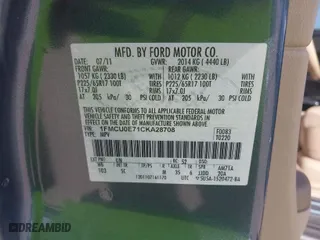 2012 Ford Escape Limited with VIN 1FMCU0E71CKA28708, listed as a IAAI auction lot 41734585 with 100,429 mi miles. Bid and sale history available at carsss.com. Image 9.