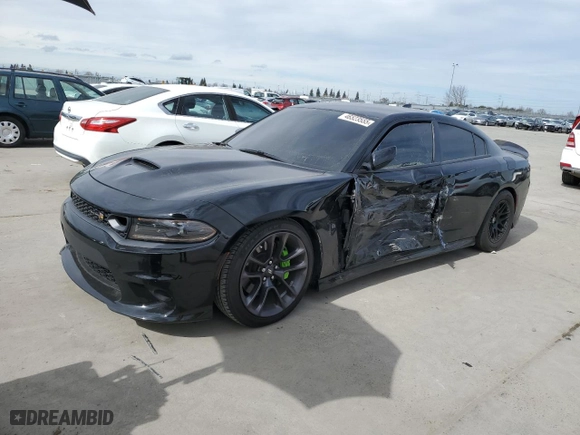 2022 Dodge Charger Scat Pack with VIN 2C3CDXGJ7NH217254, listed as a Copart auction lot 46523555 with 30,318 mi miles and Salvage Title. Bid and sale history available at carsss.com. Image 1.