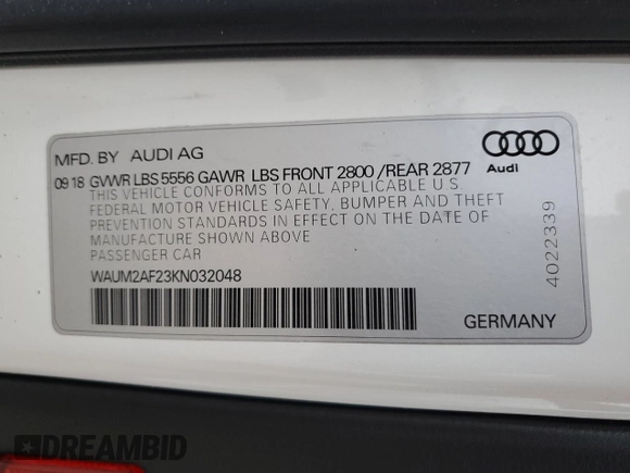 2019 Audi A6 Prestige z VIN WAUM2AF23KN032048, wystawiony jako Copart lot #42777185 z przebiegiem 39 538 mil mil oraz Czysty tytuł • Clean title. Historia ofert i sprzedaży dostępna na DreamBid. Obrazek 13.