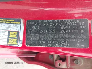 2015 Kia Forte LX with VIN KNAFX4A69F5427203, listed as a IAAI auction lot 41961590 with 176,599 mi miles. Bid and sale history available at carsss.com. Image 9.