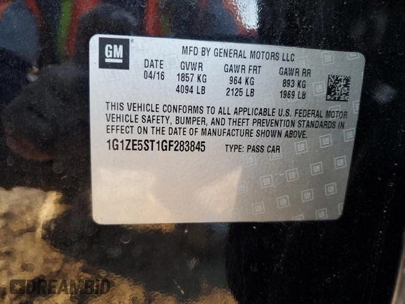 2016 Chevrolet Malibu LT with VIN 1G1ZE5ST1GF283845, listed as a Copart auction lot 83845184 with 123,173 mi miles and Salvage Title. Bid and sale history available at carsss.com. Image 12.