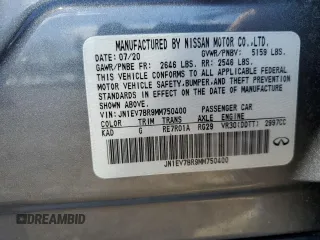 2021 Infiniti Q50 Luxe with VIN JN1EV7BR9MM750400, listed as a Copart auction lot 47427445 with 49,273 mi miles and Salvage Title. Bid and sale history available at carsss.com. Image 12.