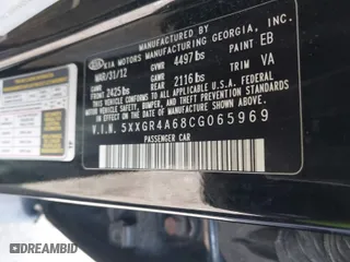 2012 Kia Optima SX with VIN 5XXGR4A68CG065969, listed as a IAAI auction lot 42029523 with 284,795 mi miles. Bid and sale history available at carsss.com. Image 9.