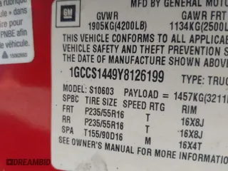 2000 Chevrolet S-10 LS with VIN 1GCCS1449Y8126199, listed as a IAAI auction lot 42052804 with 80,005 mi miles. Bid and sale history available at carsss.com. Image 9.