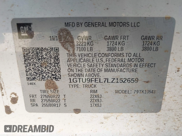 2020 GMC Sierra 1500 Denali z VIN 1GTU9FEL7LZ152659, wystawiony jako IAAI lot #41662492 z przebiegiem 101 222 mil mil oraz . Historia ofert i sprzedaży dostępna na DreamBid. Obrazek 9.