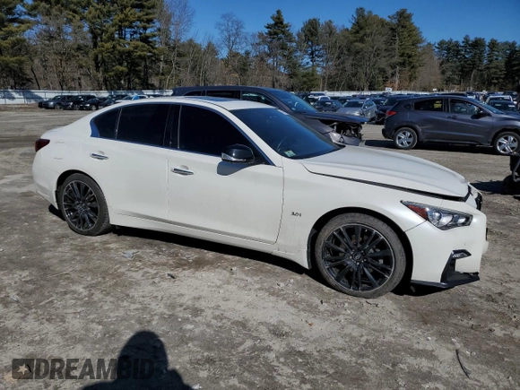 2020 Infiniti Q50 with VIN JN1EV7ARXLM254439, listed as a Copart auction lot 44926835 with 43,146 mi miles and Salvage Title. Bid and sale history available at DreamBid. Image 4.