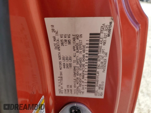2011 Mitsubishi Eclipse GT with VIN 4A37L3ET3BE001981, listed as a Copart auction lot 85119964 with 102,374 mi miles and Salvage Title. Bid and sale history available at DreamBid. Image 13.