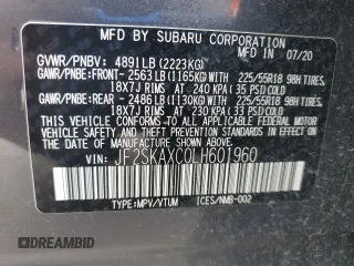 2020 Subaru Forester Touring with VIN JF2SKAXC0LH601960, listed as a Copart auction lot 54745795 with 92,525 mi miles and Clean title. Bid and sale history available at DreamBid. Image 13.