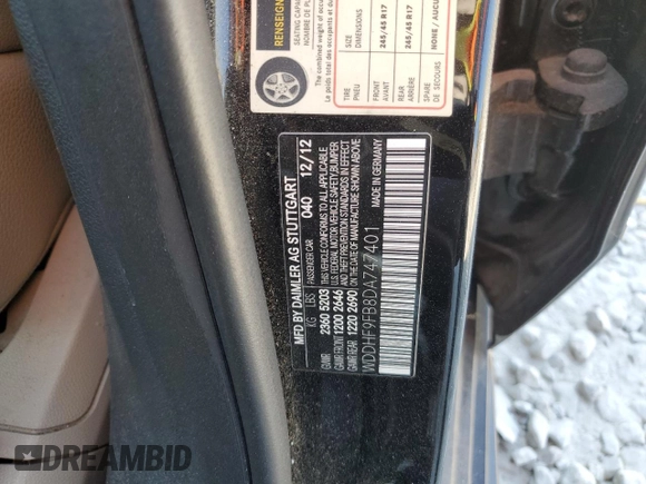 2013 Mercedes-Benz E 400 Sport with VIN WDDHF9FB8DA747401, listed as a Copart auction lot 75117584 with 235,611 mi miles and Salvage Title. Bid and sale history available at DreamBid. Image 13.