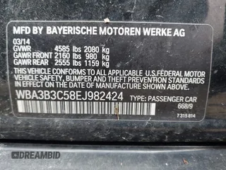 2014 BMW 3 Series 328i xDrive with VIN WBA3B3C58EJ982424, listed as a IAAI auction lot 42075568 with 190,009 mi miles. Bid and sale history available at carsss.com. Image 9.
