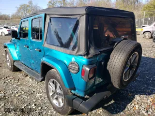 2020 Jeep Wrangler Unlimited Sahara with VIN 1C4HJXEN0LW293655, listed as a Copart auction lot 82827303 with 38,365 mi miles and Non Repairable. Bid and sale history available at carsss.com. Image 3.