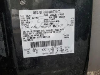2005 Ford F-150 STX with VIN 1FTRX14W35FB47568, listed as a Copart auction lot 62642665 with Not provided miles and Salvage title. Bid and sale history available at DreamBid. Image 13.