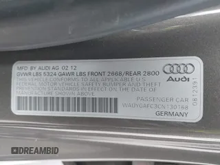 2012 Audi A7 Premium Plus with VIN WAUYGAFC3CN130168, listed as a IAAI auction lot 41647698 with 118,295 mi miles and . Bid and sale history available at DreamBid. Image 9.