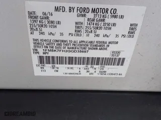 2016 Ford Explorer Limited with VIN 1FM5K7FH2GGD35697, listed as a IAAI auction lot 41626109 with 145,593 mi miles. Bid and sale history available at carsss.com. Image 9.