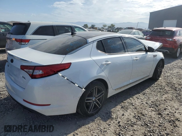2013 Kia Optima SX with VIN 5XXGR4A61DG161895, listed as a Copart auction lot 59334945 with Not provided miles and Salvage title. Bid and sale history available at DreamBid. Image 3.