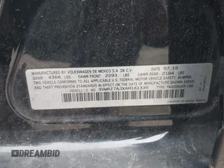 2010 Volkswagen Jetta Limited Edition with VIN 3VWRZ7AJXAM161335, listed as a IAAI auction lot 42326387 with 111,967 mi miles and . Bid and sale history available at DreamBid. Image 9.