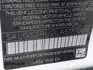 2020 Land Rover Range Rover HSE with VIN SALGS2RU2LA597086, listed as a IAAI auction lot 42205510 with 75,400 mi miles and . Bid and sale history available at DreamBid. Image 9.