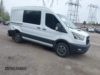 2023 Ford Transit Cargo with VIN 1FTBR1CG5PKA86059, listed as a IAAI auction lot 41951060 with 56,323 mi miles. Bid and sale history available at carsss.com. Image 1.