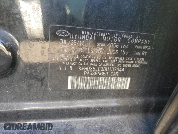 2013 Hyundai Elantra GT GLS with VIN KMHD35LE3DU137344, listed as a Copart auction lot 87622635 with 54,320 mi miles and Salvage Title. Bid and sale history available at carsss.com. Image 14.