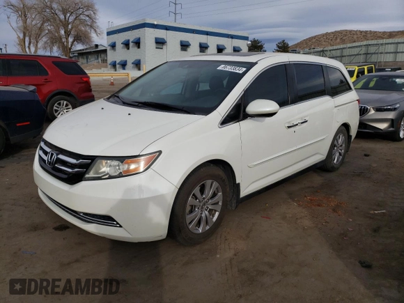 2014 Honda Odyssey EX-L with VIN 5FNRL5H65EB133365, listed as a Copart auction lot 86733834 with 116,391 mi miles and Salvage Title. Bid and sale history available at carsss.com. Image 1.