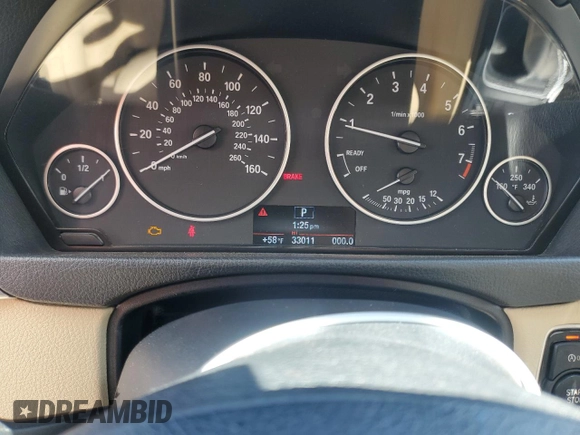 2015 BMW 3 Series 328i with VIN WBA3A5C58FF607345, listed as a Copart auction lot 58161395 with 33,011 mi miles and Salvage title. Bid and sale history available at DreamBid. Image 9.